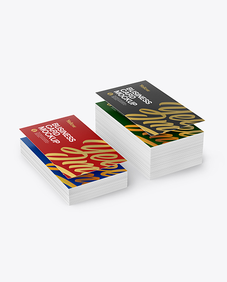 Stack Of Business Cards Mockup In Stationery Mockups On Yellow Images Object Mockups