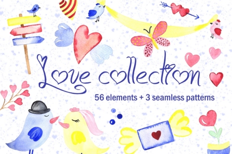 Love collection. Elements + patterns