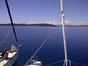 Mandrakia Ermionis - Gulf view from fly bridge of a Lagoon 39.