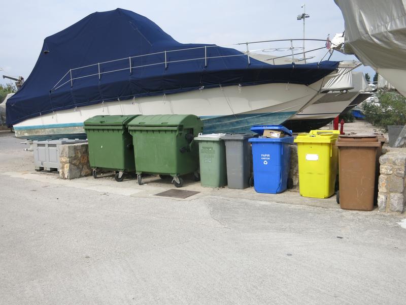 recycling bins for plastic and metal waste