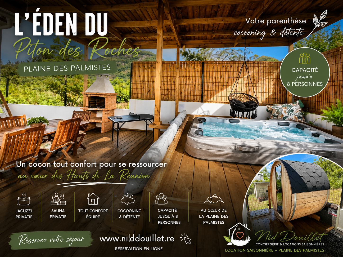 photo 📍 Plaine des Palmistes – 8 personnes – Spa & Sauna privatifs – Nature & Détente