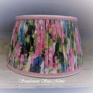 Abat-jour tambour plissé couture doublé coton rose Laurence
