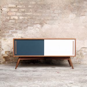 Meuble TV 120 esprit vintage en teck Clément et Julien