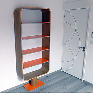 Vitrine ou bibliothèque originale en bois cintré Emmanuel