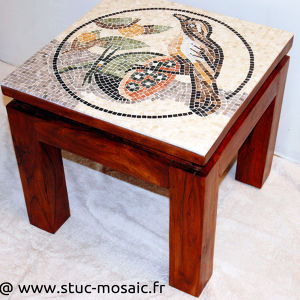 plateau de table en mosaique de marbre Rachel