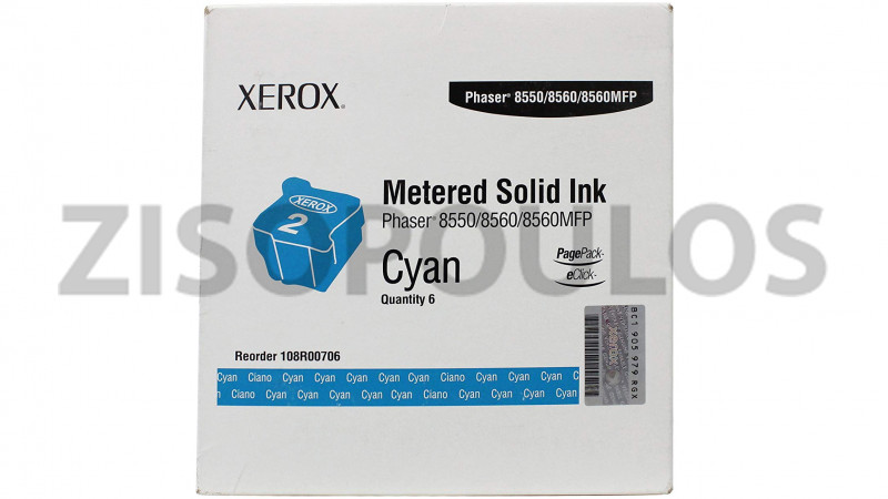 XEROX SOLID INK PHASER 8550 CYAN METERED 108R00706